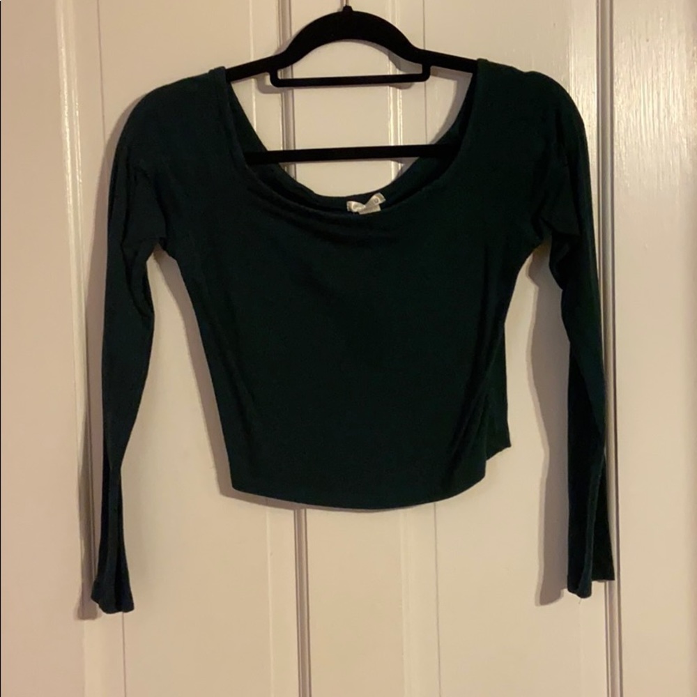 Forest green wide scoop neck crop top